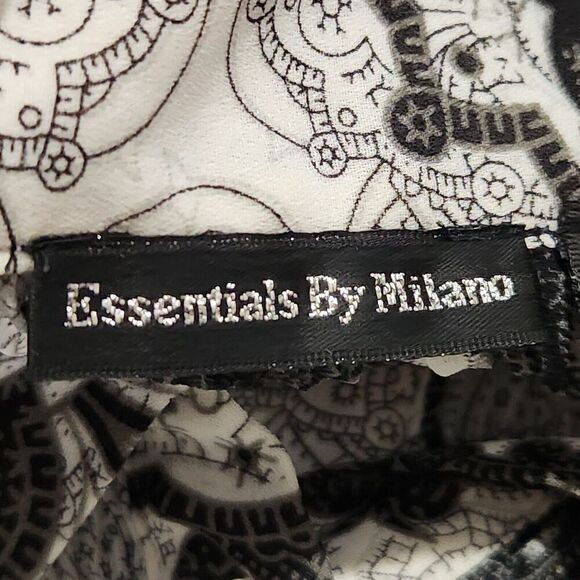 Essentials By Milano Blouse Medium Butterfly Sleeve White Black Sheer - Picture 8 of 11